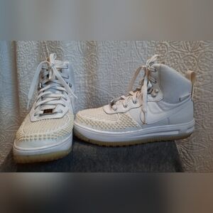 Nike Air Sneakers Youth 5.5 Lunar Force 1 White Cream High Top Athletic Outdoor